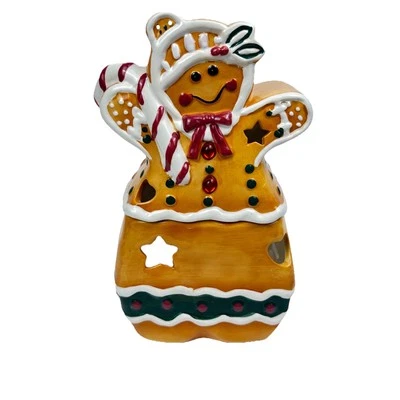 Suporte de vela Gingerbread Man Tea Light aquecedor de cera decoração de Natal feriado - Imagem 1 de 4