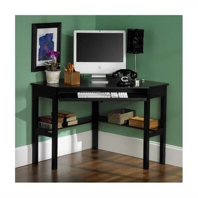 SEI Furniture Alexander Corner Computer Desk in Painted Black - Image 1 of 4
