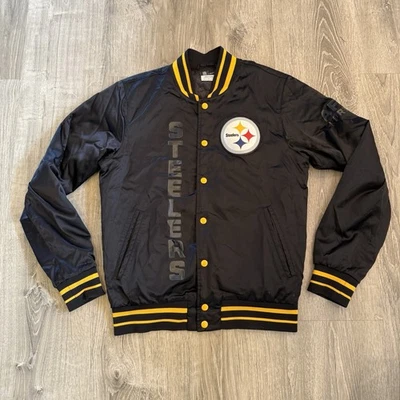 Nike Pittsburgh Steelers Varsity Chaqueta Abotonada Negra Nylon - Parche Logo PEQUEÑA Foto 1 de 4