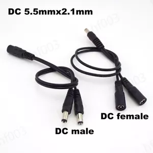 2 way DC Power adapter Cable 5.5x2.1mm 1 male to 2 female Splitter connector - Picture 1 of 8
