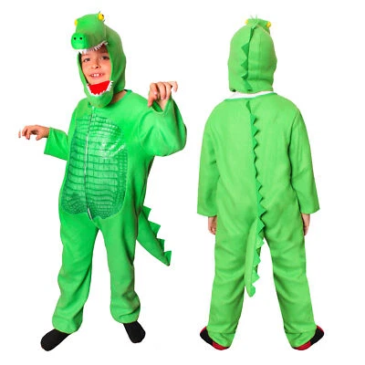 CHILDS CROCODILE ANIMAL FANCY DRESS COSTUME KIDS ALLIGATOR SUIT BOOK CHARACTER - Image 1 of 4