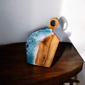 Ocean Wave Olive Wood Charcuterie Boards, Serving Board, Cutting Board - Picture 1 of 4