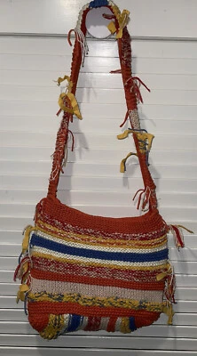 Free People Crochet Striped Fringe Crossbody Boho Festival Tote NWOT $98 - Image 1 of 4