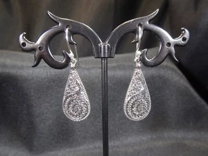 Filigree Solid 925 Sterling Silver Intricate Design Hook Earrings - Bild 1 von 14