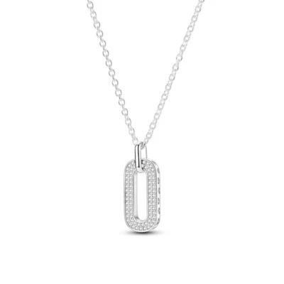 MULA Original AAA CZ Rectangular Pendant Necklace For Women 925 Silver Plated - Image 1 of 4