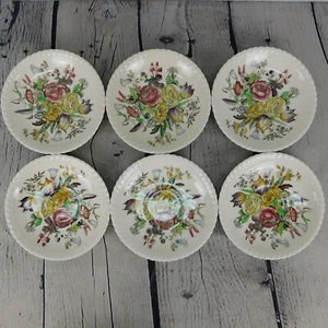 VTG Set of 6 Garden Bouquet Windsor Ware Saucer England Floral Ceramic 5.5" - Picture 1 of 13