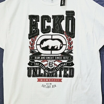 Camiseta manga corta Echo Unlimited cruda y sin cortar blanca gráfica talla 3XL Foto 1 de 4