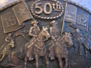 Vtg 50th anniversary 1982 Houston Livestock Show and Rodeo belt buckle - Picture 1 of 22