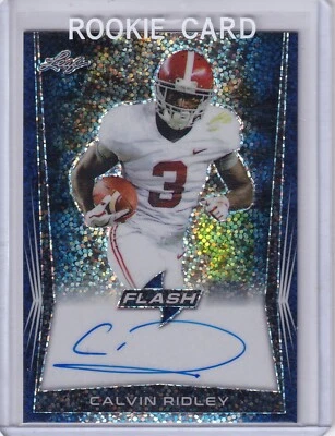 Calvin Ridley 2018 Leaf Flash Blue Sparkle Holo Rc Auto (46/50) - Image 1 of 2