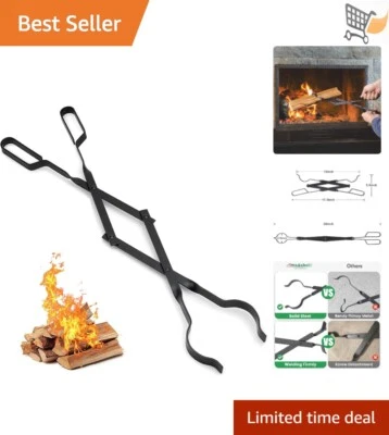 Pinzas de leña de hierro forjado de 26 pulgadas agarrador de troncos de alta resistencia para chimenea... Foto 1 de 4