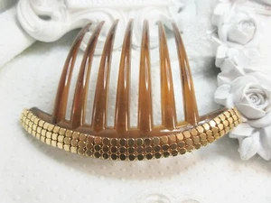 Mid Century Look Gold tone metal mesh large french hair comb, Wedding hair comb - Picture 1 of 12