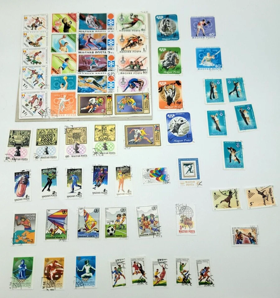 Colección de estampillas mixtas, ajedrez y más olímpicas magiares de Hungría vintage de 60 piezas Foto 1 de 4