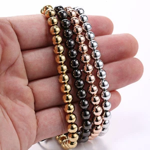 Women Men's Fashion 18K Gold Plated Full Copper Ball Beaded Bracelets For Gifts - Picture 1 of 9