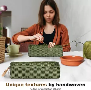 Wicker Basket, Green Storage - Waterproof Toilet Paper Basket on Toilet Tank - Picture 1 of 7