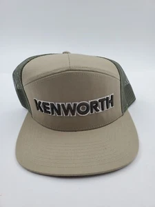 Kenworth Semi Trucks Snapback Trucker Hat Green Tan Mesh Back Block Letters Flat - Picture 1 of 11