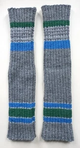 Legwarmer/ Beinstulpen echte Handarbeit, grau mit farbigen Streifen L = 37,5 cm - Bild 1 von 4