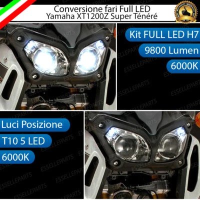 CONVERSIONE LED ANABBAGLIANTI H7 + LED POSIZIONE T10 YAMAHA SUPER TENERE XT1200Z - Immagine 1 di 3