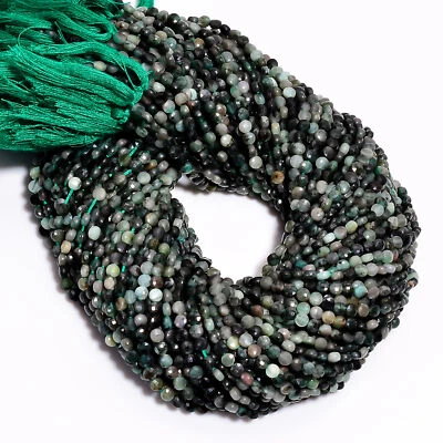 Натуральный изумруд драгоценный камень монета форме граненый бисер 4 x 4 мм прядь 12,5 «GB-675 - Изображение 1 из 3