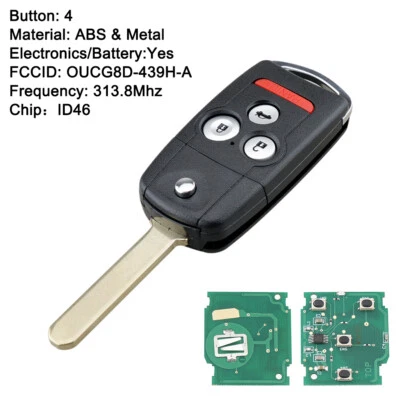 Para Acura TL 2007 2008 Entrada sin llave Control remoto Llavero abatible OUCG8D-439H-A Chip ID46 Foto 1 de 4