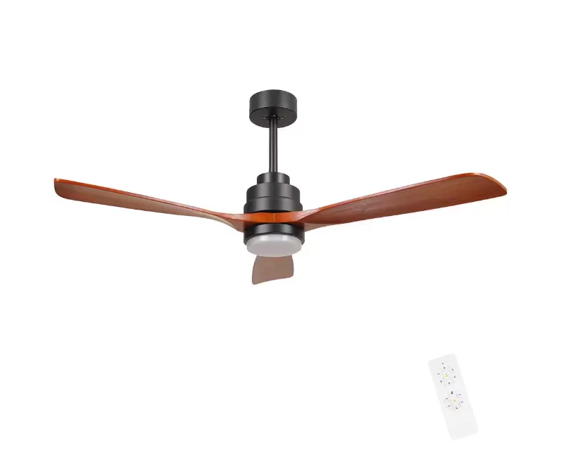 MODERN HABITAT AuraVista 52" Black Modern Medium Red Oak Ceiling Fan+LED+Remote - Image 1 of 4