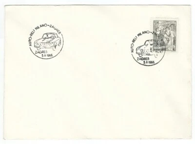 Cubierta Yugoslavia | Cancelación especial | Auto Rally Milán-Zagreb 5.2.1966 | Croacia Foto 1 de 2