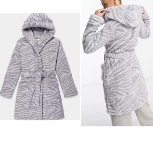 UGG Women's Aarti Dressing Gown Cloudy Grey Zebra S - Picture 1 of 11