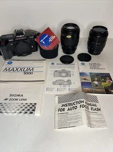 Minolta Maxxum 5000 35mm film camera w/ Sigma 28-70mm & 70-210 Lens TESTED - Picture 1 of 11