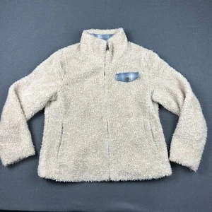 Pendleton Jacket Womens Size Large Sherpa Fleece Fuzzy Cream Wool Trim Full Zip - Picture 1 of 8