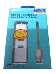 TP-Link UE330 3-Port USB 3.0 Hub and Gigabit Ethernet 2-in-1 USB Adapter, USB - Picture 1 of 2