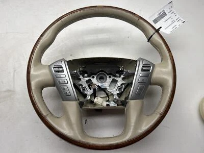 2015 Infiniti QX80 Steering Wheel, Heated Leather/Cream/Woodgrain (WORN); 147K Foto 1 de 4
