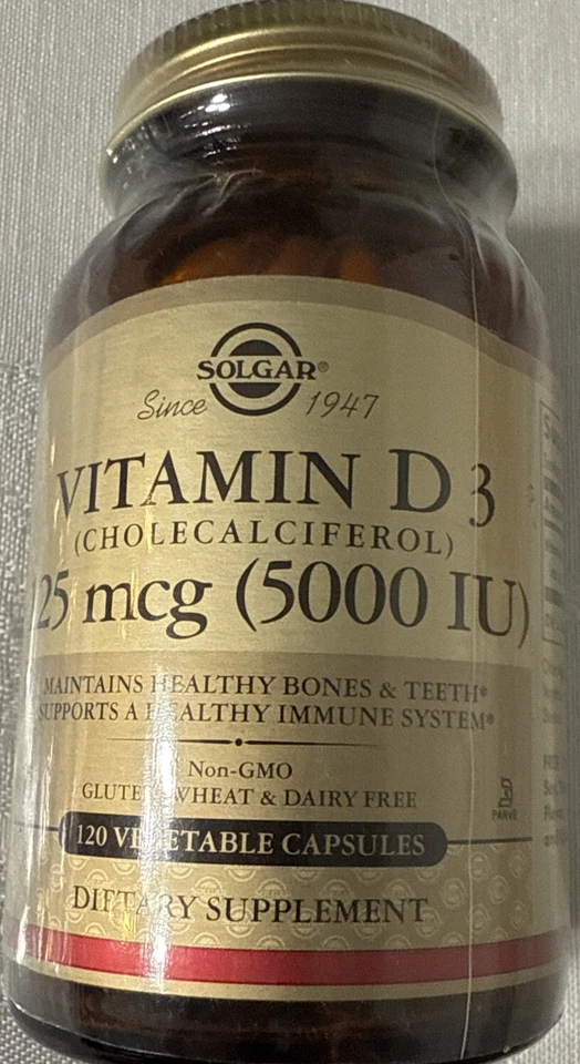 Solgar D3 (холекальциферол) 125 мкг 5000 МЕ 120 капсул - Изображение 1 из 1