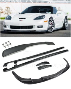 Faldas laterales labiales frontales pintadas de negro alerón trasero estilo Corvette C6 ZR1 05-13 - Imagen 1 de 12