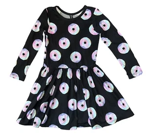 Pixie Lane Girls Simply Soft Long Sleeve Donut Print Skater Dress Size 4 - Picture 1 of 3