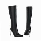  Women's High Heel Shoes Mid Calf Knee High Knight Boots Clubwear Pointy Toe 45 