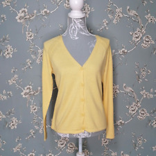 Esprit Women's Cardigan Size S UK 8 Yellow V-neck long sleeve Cotton cashmere
