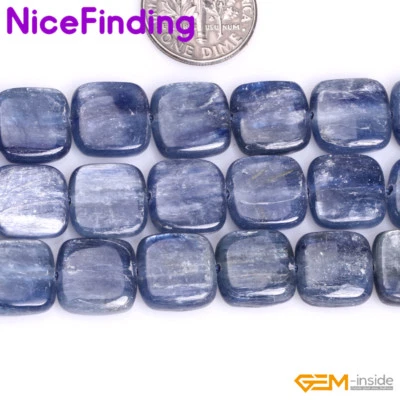 Natural Blue Kyanite Square Genuine Gemstone Beads For Jewelry Making Strand 15" - Image 1 of 4