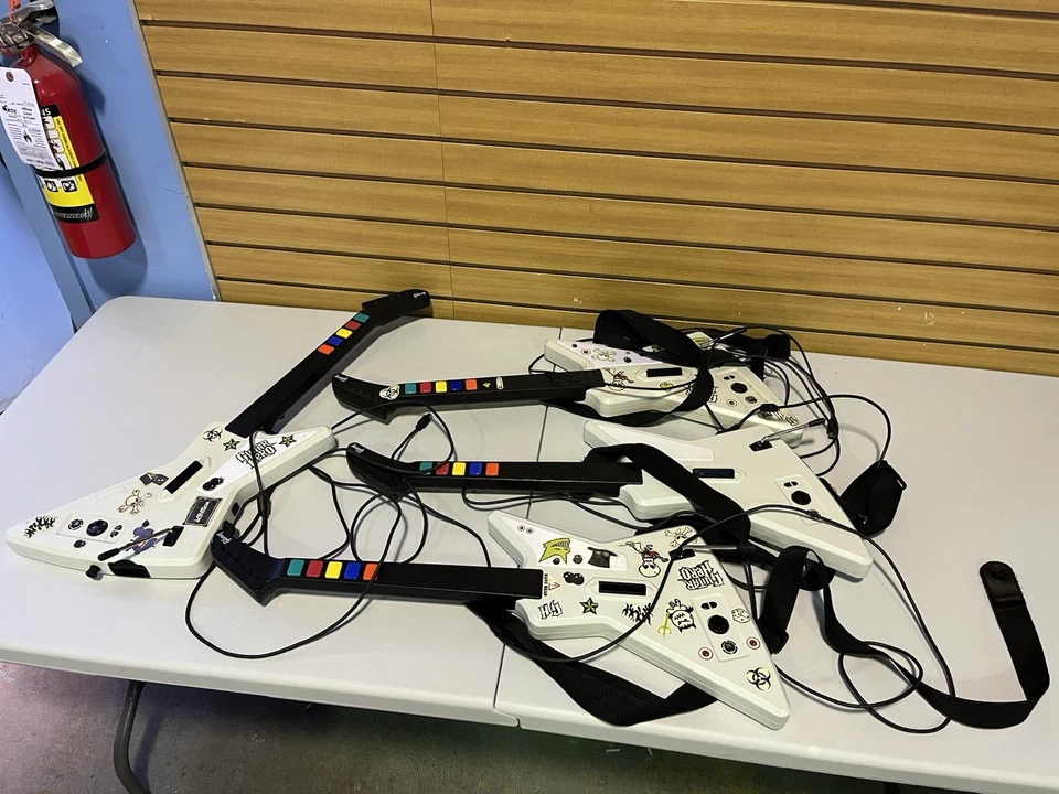 "Parts Only" Or Repair Xbox 360 Red Octane Guitar Wired Controllers Lot Of 4 - Image 1 of 1