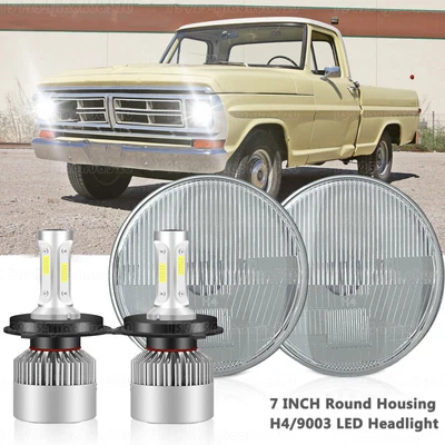 7-дюймовые круглые светодиодные фары дальнего/ближнего света для пикапа Ford F100 F250 F350 1953-1977 годов выпуска - Изображение 1 из 4