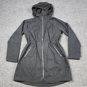 Athleta Jacket Womens XS Black Drip Drop Hooded Full Zip Drawstring Rain Coat - Picture 1 of 19