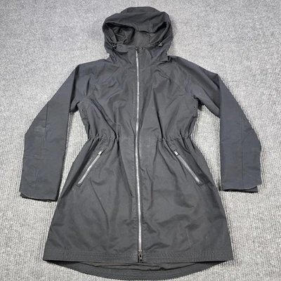 Athleta Jacket Womens XS Black Drip Drop Hooded Full Zip Drawstring Rain Coat - Image 1 of 4