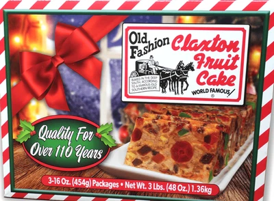 Paquete de 3 pasteles de frutas Claxton Old Fashion - 3 x 16 oz (3 lb) - 70 % frutas y nueces - regalo Foto 1 de 4