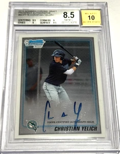 2010 Bowman Chrome Draft Prospect Autos Christian Yelich #BDPP78 BGS 8.5/10 1° - Foto 1 di 2