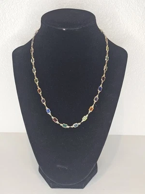 18k Gold Filled Multicolor Rectangles Link Chain for Women 18" - Image 1 of 4