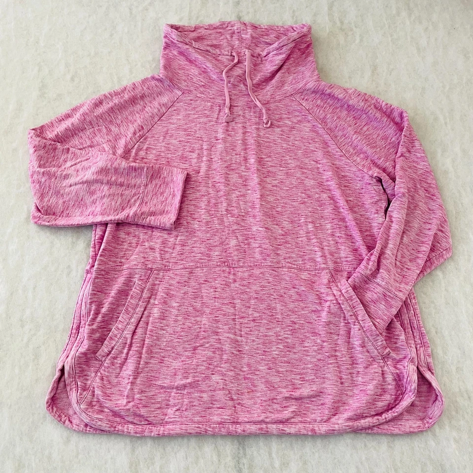 T By Talbots Womens Heather Pink Cowl Neck Pocket Pullover Sweatshirt Size 2X - Image 1 of 4