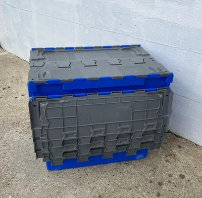 4 x 90ltr EXTRA LARGE Heavy Duty Plastic Storage Tote Boxes 710 x 460 x 360mm - Image 1 of 4