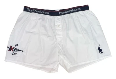 Polo Ralph Lauren Pantalones Cortos para Dormir Boxer Hombres XL Blanco Azul Grande Poni Tejido Algodón Foto 1 de 4
