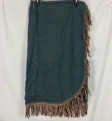 Falda larga occidental con flecos envolventes de mezclilla para mujer Tanrums mediana. Foto 1 de 4