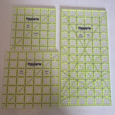 Omnigrip Set of 3 Quilting Rulers RN55 RN65 RN12 - Image 1 of 4