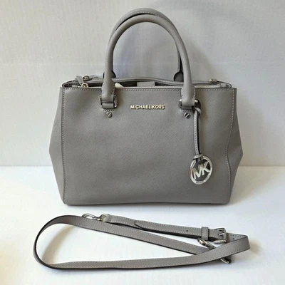 Cartera Bandolera Michael Kors Gris Sutton Mediana Cuero Saffiano Foto 1 de 4