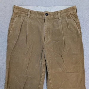 VTG Pleated LL Bean Corduroy Pants Men 32x29 Cotton Brown Flap Pockets - Picture 1 of 8